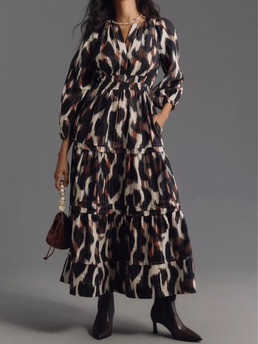 Anthropologie The Somerset Maxi Dress Long Sleeve Poplin Edition Size Small P